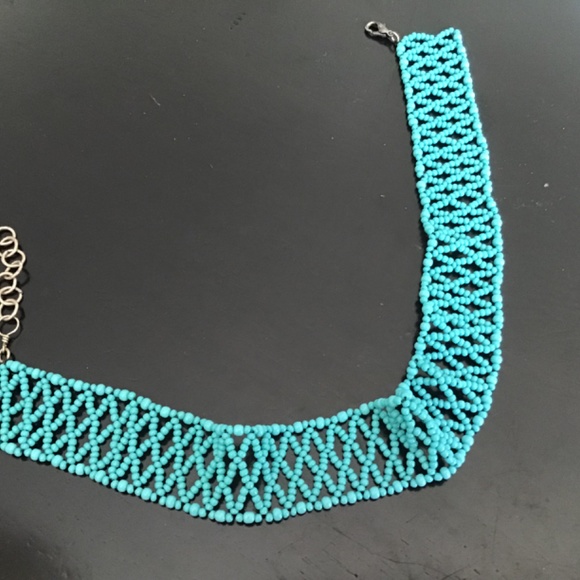 Excellent Sweet turquoise seed bead choker - Picture 2 of 4